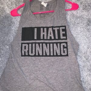 “I Hate Running” Pink cutout tank